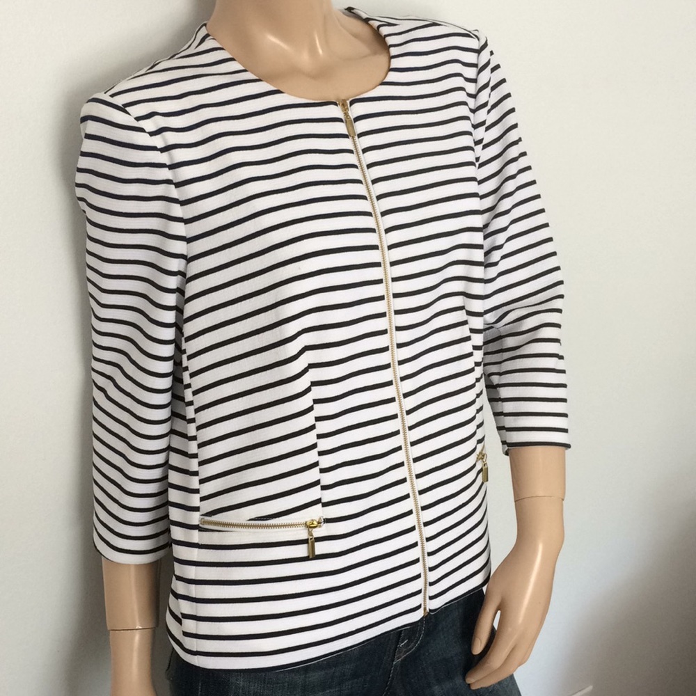 Striped Black and White Women's Jacket